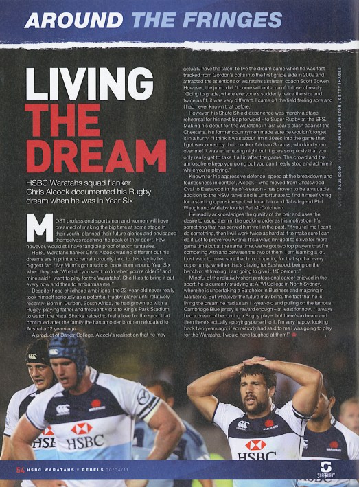 Waratahs v Rebels Match Program_2011_Chris Alcock